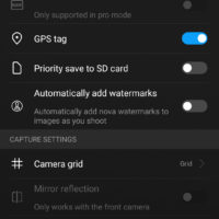 Camera app settings