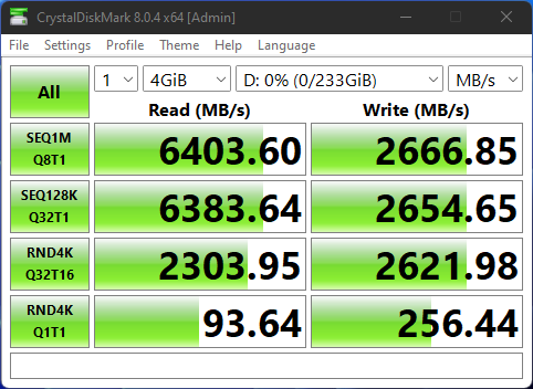 Samsung 980 Pro 250GB CrystalDiskMark Default 4GiB Test 3