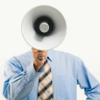 man holding a megaphone